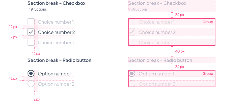 Checkboxes and radio buttons in form