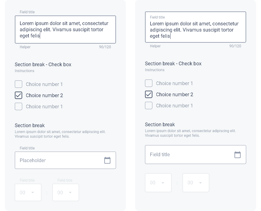 Form components with rounded style