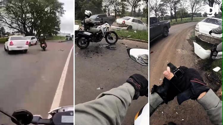 VÍDEO mostra momento que veículo em fuga bate contra carro durante perseguição policial; motorista foi preso com drogas