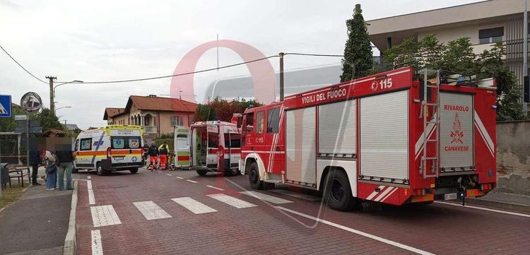 rivarolo canavese ciclista a terra in via merlo