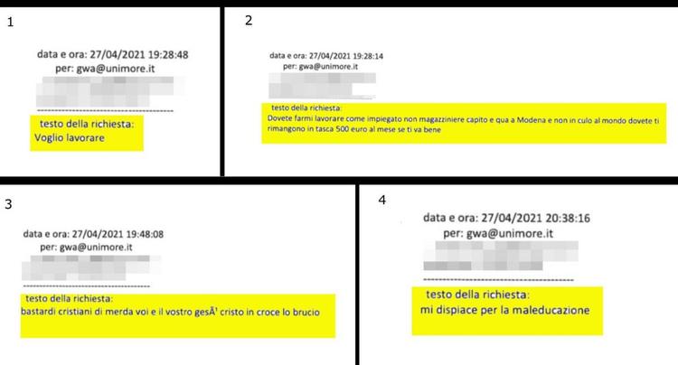 "Bastardi cristiani di merda", "Il vostro gesù cristo lo brucio": le mail del 2021 scritte da Salim El Koudri all'università di Modena