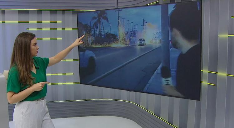 Explosão é registrada em subestação atrás de repórter durante interação ao vivo sobre ventanias em SC; VÍDEO