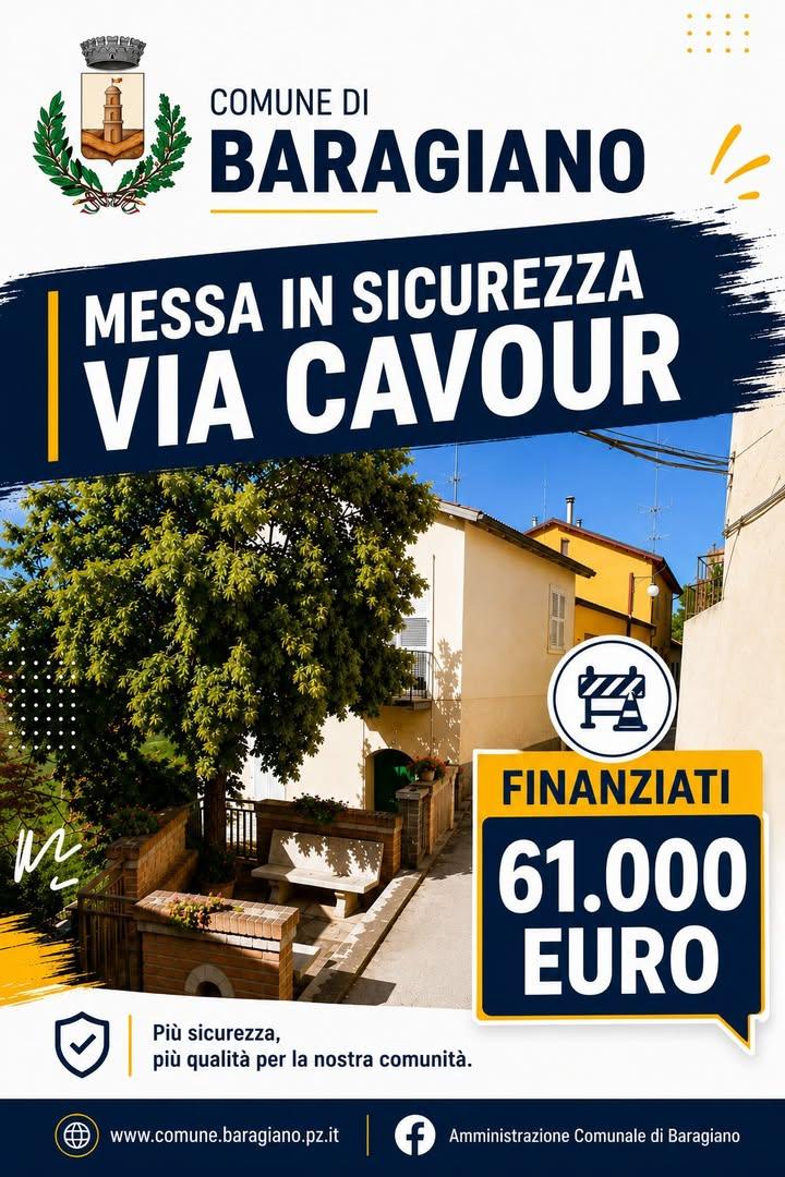L'Amministrazione Comunale di Baragiano informa la cittadinanza che è stato finanziato un intervento di messa in sicurez...