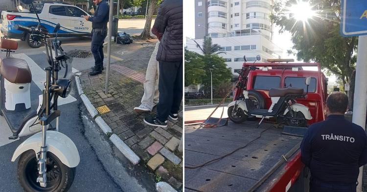 Autopropelido é removido após ser flagrado em alta velocidade e na contramão no Centro de Balneário Camboriú&nbsp;