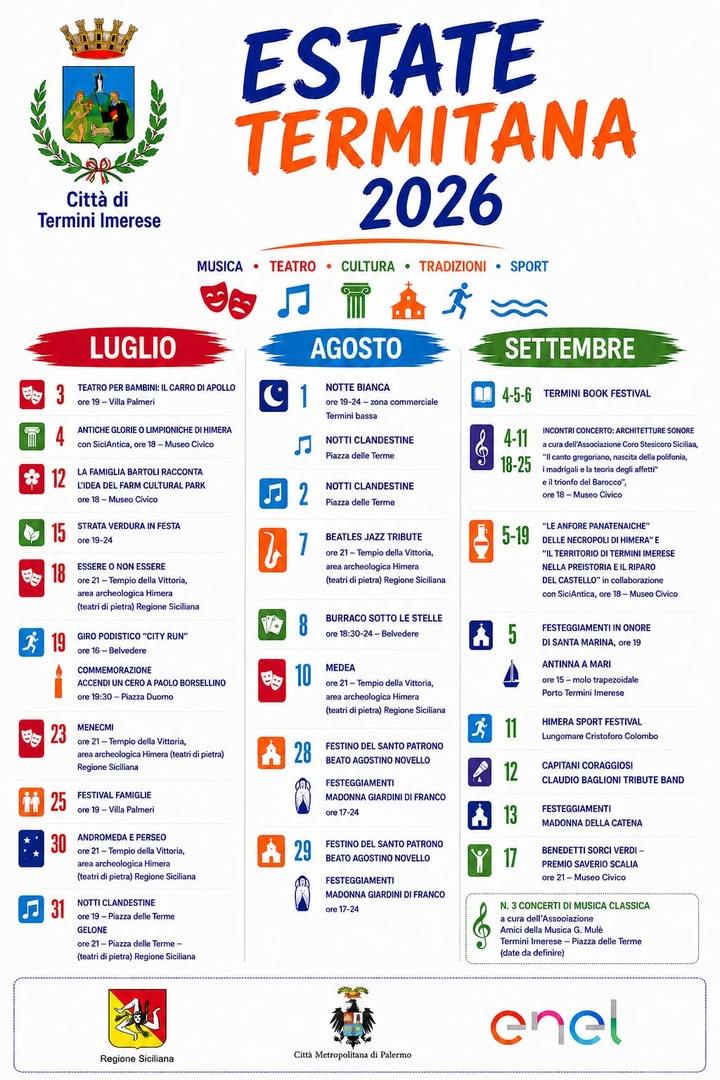 Musica, teatro, cultura, tradizioni, sport e tanti momenti di condivisione animeranno la nostra Termini Imerese, valoriz...