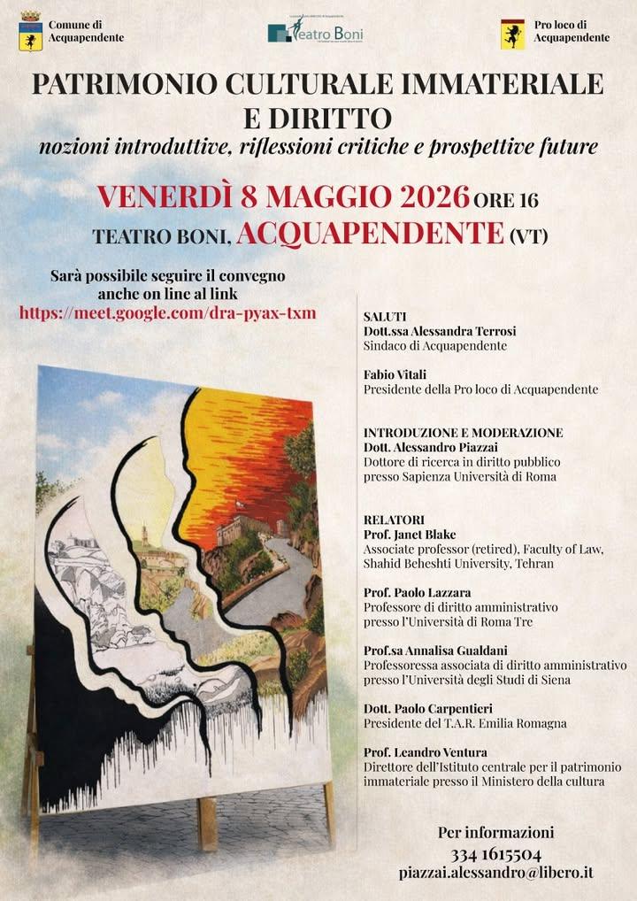 📅 Venerdì 8 Maggio 2026 presso il Teatro Boni di Acquapendente  alle ore 16:00 si terrà un convegno sul "Patrimonio cul...