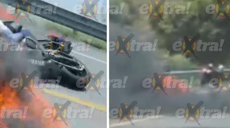 Chocan de frente y se incendian dos motos deportivas en la Puente de Ixtla-Iguala