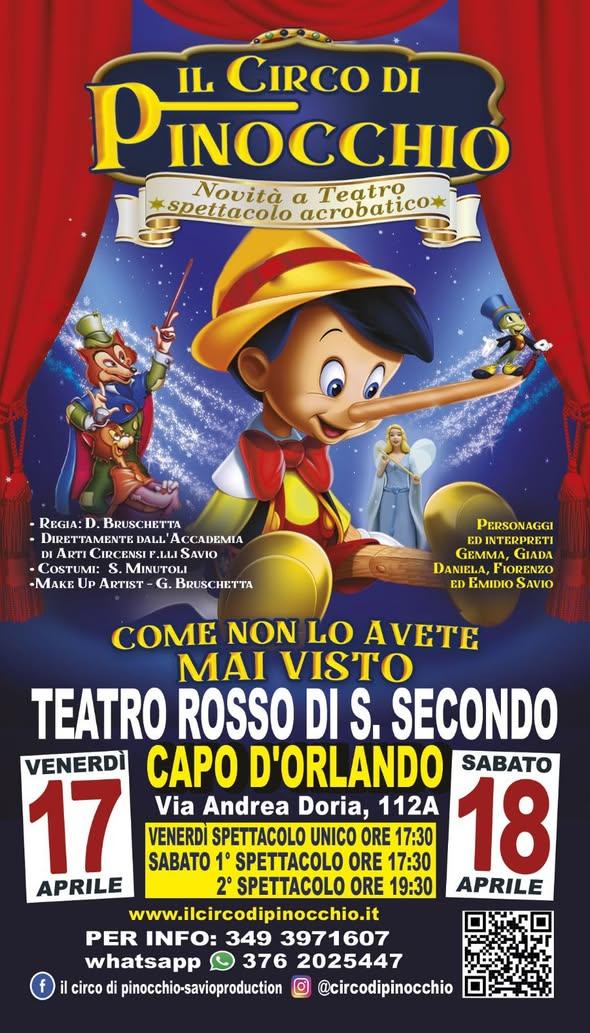 Il Circo di Pinocchio arriva a Capo d'Orlando! 🧸 Appuntamento al Cineteatro Rosso di San Secondo di Capo d'Orlando il 1...