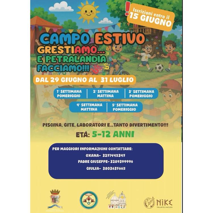☀️🎉 Pronti per un’estate piena di sorrisi, avventure e divertimento? Arriva  **Campo Estivo “Grestiamo… e Petralandia f...
