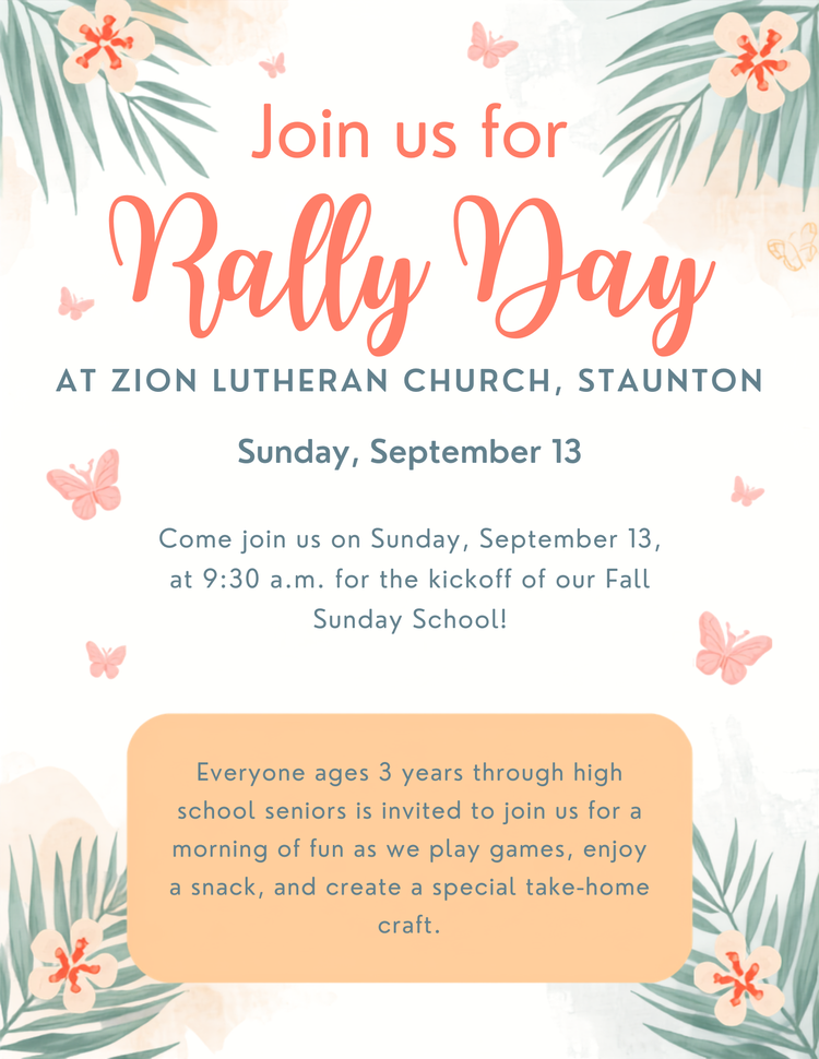Celebrate Rally Day with Us at Zion Lutheran Church