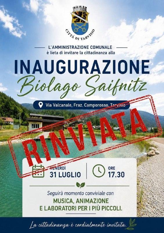 COMUNICAZIONE IMPORTANTE A causa delle avverse condizioni meteo, l’evento previsto per oggi è rinviato a domani, 1° agos...