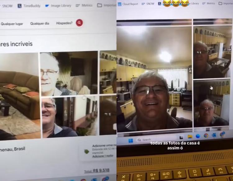 Anfitrião faz 'galeria de selfies' para mostrar apartamento em anúncio em SC e viraliza; VÍDEO