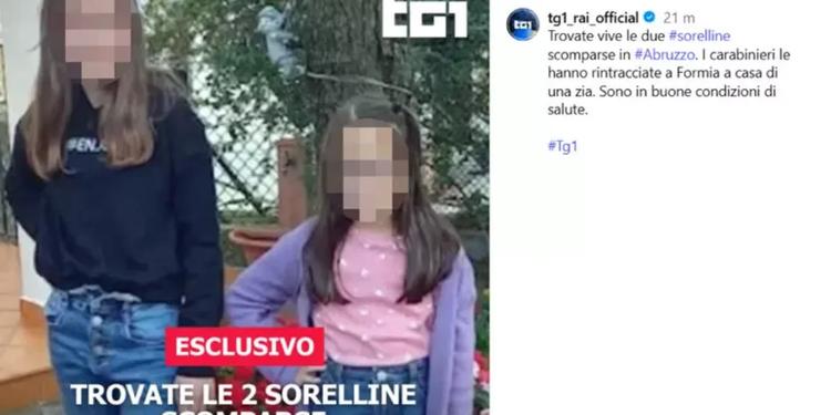 Sorelle ritrovate dopo 15 giorni: fermati la madre, il compagno e il nonno. Il papà: «Ora inizia una nuova vita»