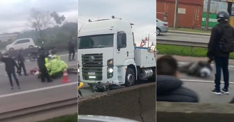 Motociclista morre em acidente com caminhão na BR-101, em Itajaí