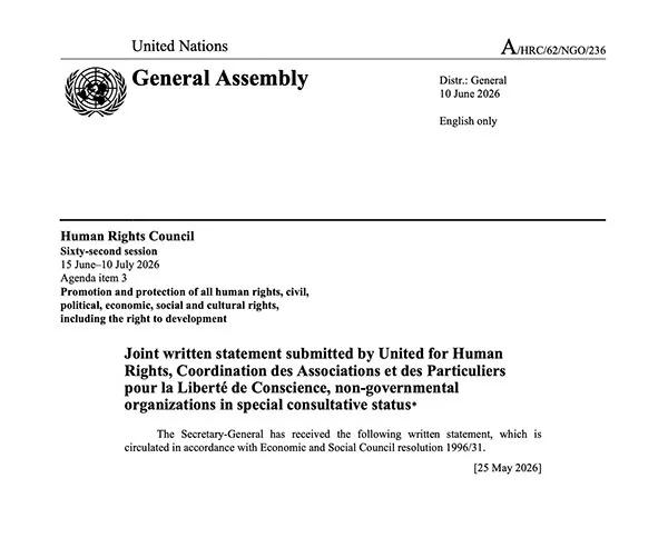 Excerpt from a joint written statement submitted to the U.N. Human Rights Council with CAP LC’s participation  Source U.N. Human Rights Council