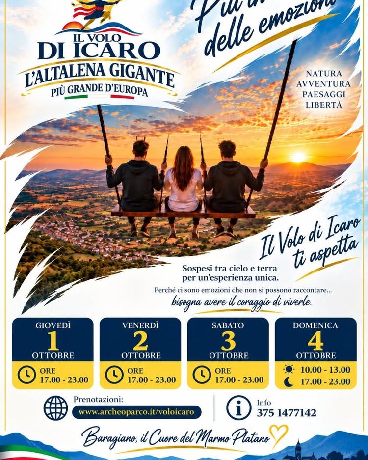 🪽 IL VOLO DI ICARO, ANCHE A OTTOBRE CONTINUA L’AVVENTURA! L’estate è ormai alle spalle, ma a Baragiano le emozioni non...