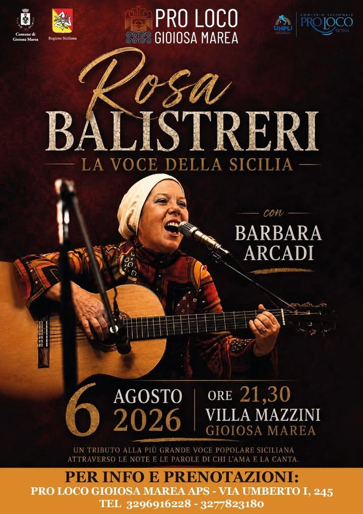 "La voce della Sicilia" torna a risuonare a Gioiosa Marea La Pro Loco di Gioiosa Marea presenta: ROSA BALISTRERI   Un tr...