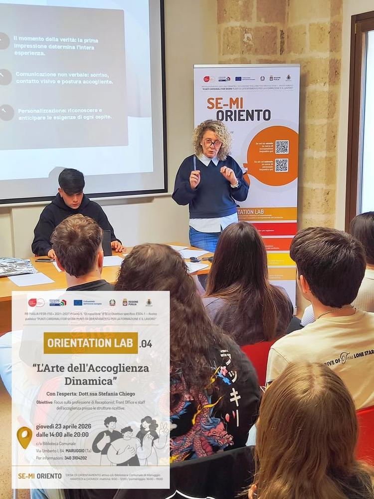📣 PUNTI CARDINALI FOR WORK - SE-MI ORIENTO - MARUGGIO Proseguono a Maruggio i laboratori informativi e formativi del pr...