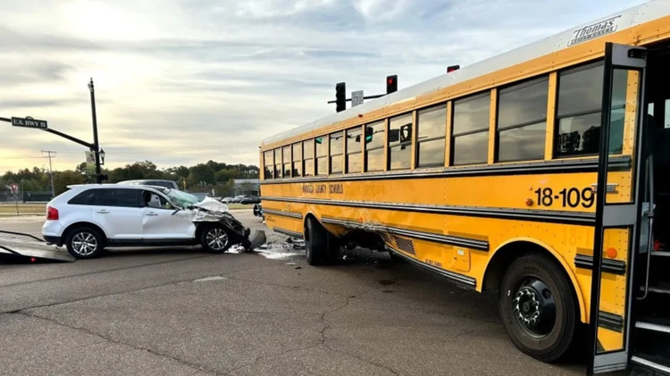 13 students hospitalized after crash involving Madison County school bus