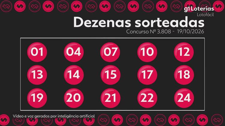 Lotofácil hoje: resultado do concurso 3808 e números sorteados