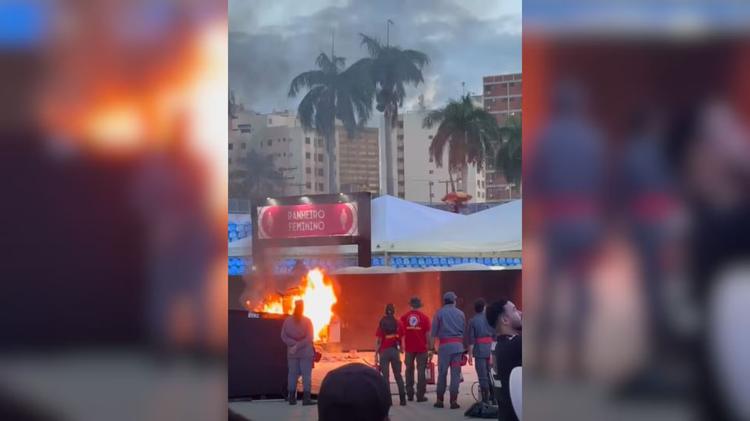 Fogo atinge carrinho de pipoca antes de show do Luan Santana em Goiânia