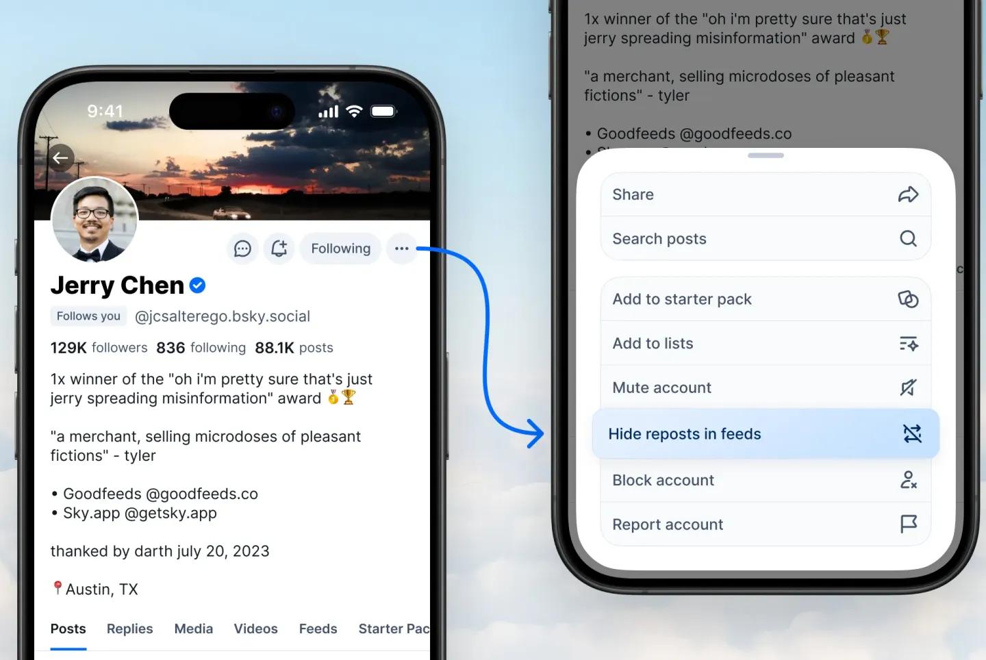 Bluesky ajoute une option pour masquer les reposts et améliore les fils de discussion