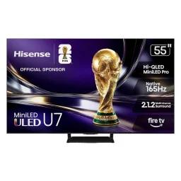 hisense 75-inch u7 mini led 4k tv against a white background