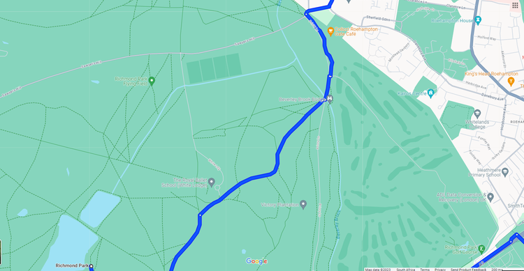 Part 6 of the 18km Hyde Park to Wimbledon Cycle Route through Richmond Park