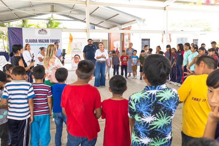 ¡Lentes gratis! Claudia Mazari arranca campaña de salud visual en escuelas de Puente de Ixtla
