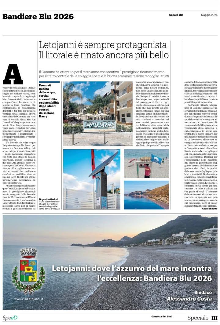 🌊⛱️LETOJANNI PROTAGONISTA DELL'ESTATE 2026