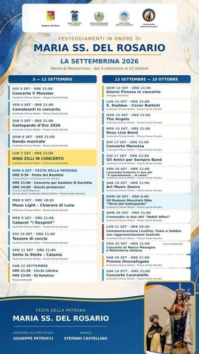 PROGRAMMA MANIFESTAZIONI SETTEMBRINE 2026