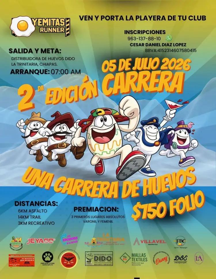 ¡La carrera más divertida de Chiapas regresa: Vuelve “Yemitas Runner”!