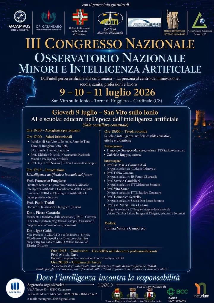 Il nostro Comune ospiterà la seconda tappa del III Congresso Nazionale dell’Osservatorio Nazionale Minori e Intelligenza...