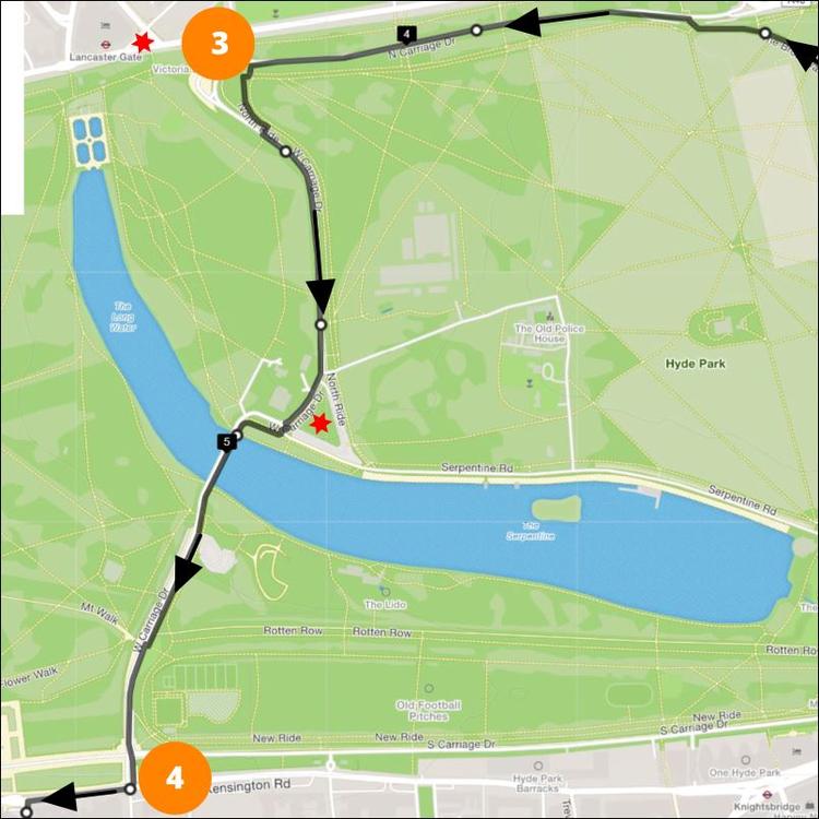 Part 4 of the London Cycle Royal Parks & Chelsea through Hyde Park down North Carriage Drive 