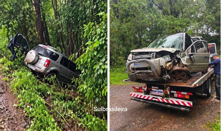 Veículo sai da pista e colide contra árvores na BR-158