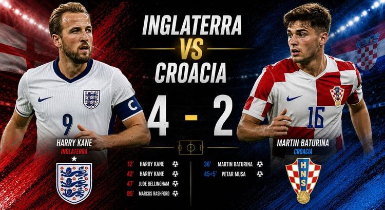 ¡Histórico! Kane iguala a Lineker con doblete en el épico 4-2 de Inglaterra a Croacia en el Mundial 2026