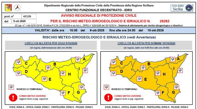 AVVISO REGIONALE DI PROTEZIONE CIVILE PER IL RISCHIO METEO-IDROGEOLOGICO E IDRAULICO N.26082 Per la giornata di domani 1...