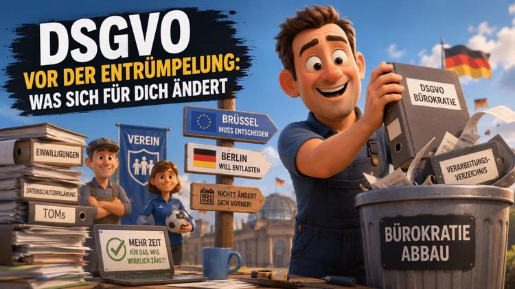 DSGVO Bürokratieabbau mit Aktenordner im Mülleimer