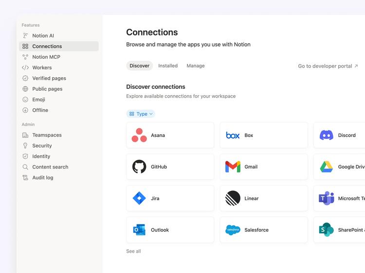 Manage all connections from one tab 1