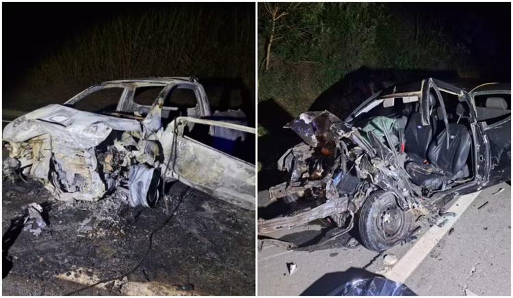 Grave acidente mata duas pessoas em rodovia no interior de SP; um dos carros pegou fogo