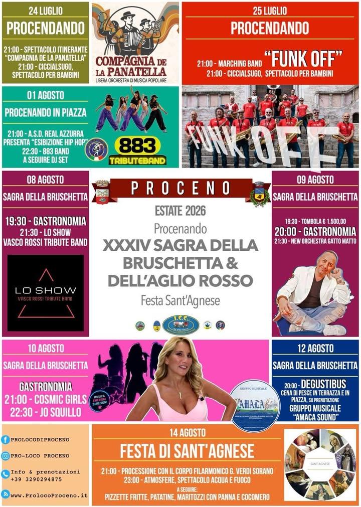 ☀️🎉 L'estate a Proceno è tutta da vivere! 🎉☀️ 🎉🎇👯‍♂Dal 24 luglio al 14 agosto torna Procenando