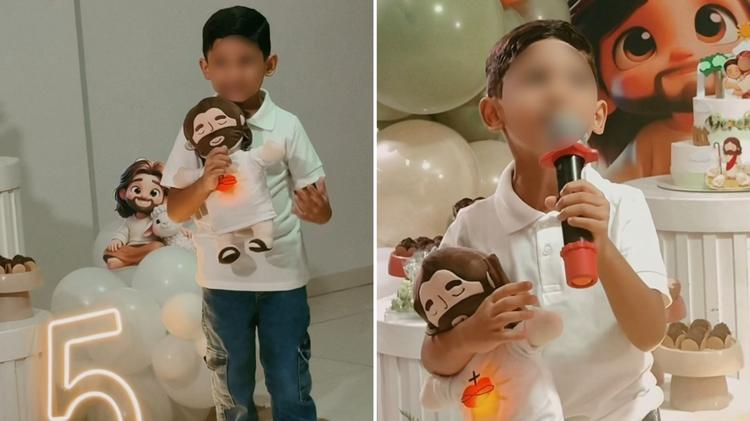 Menino pede aniversário com tema de ‘Jesus’ e faz apelo para convidados se converterem