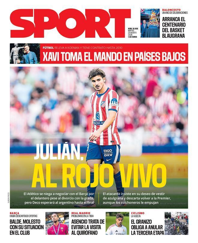 Esta es la portada de SPORT, hoy martes 25 de agosto de 2026