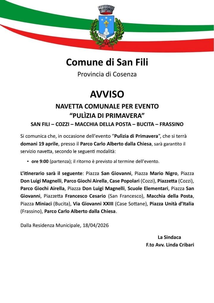 𝐀𝐯𝐯𝐢𝐬𝐨 - 𝐍𝐚𝐯𝐞𝐭𝐭𝐚 𝐩𝐞𝐫 𝐞𝐯𝐞𝐧𝐭𝐨 𝐏𝐮𝐥𝐢̀𝐳𝐢𝐚 𝐝𝐢 𝐏𝐫𝐢𝐦𝐚𝐯𝐞𝐫𝐚 📍 19 aprile 2026, partenza or...