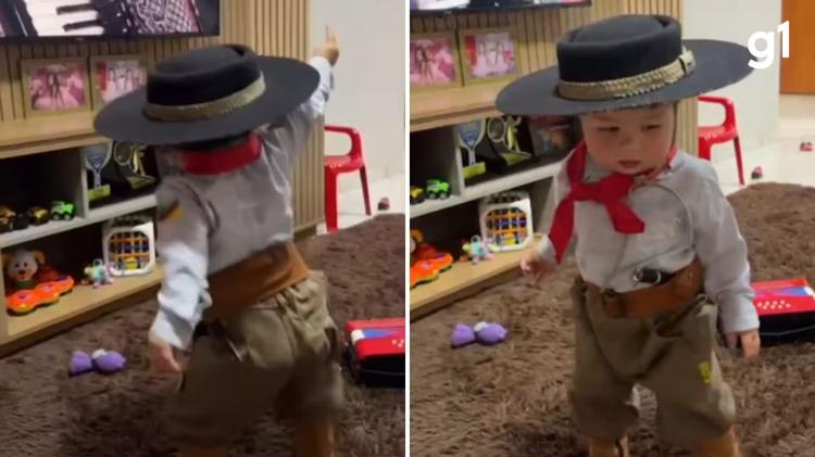 Menino de um ano viraliza ao dançar música gaúcha em frente à TV no RS