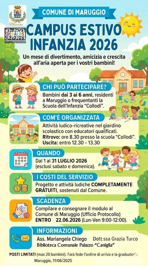 ☀️ AL VIA LE PREISCRIZIONI AL CAMPUS ESTIVO INFANZIA! ☀️ Un aiuto concreto e un supporto reale alle famiglie del nostro...
