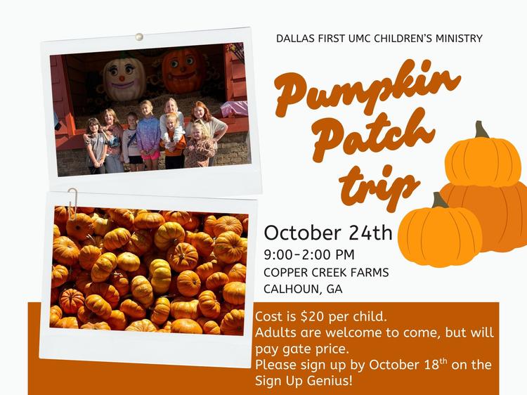 Children’s Pumpkin Patch Trip – October 24, 2026