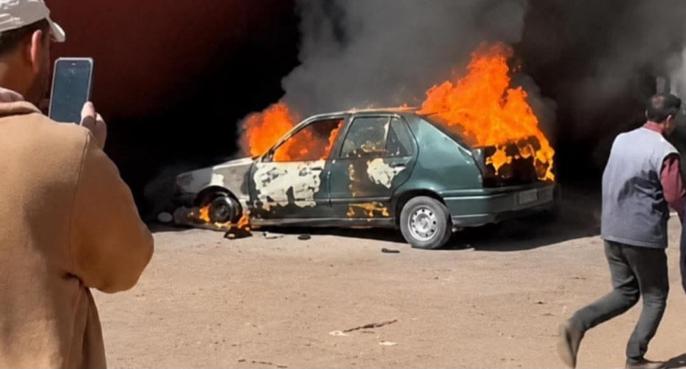 اندلاع حريق بسيارة بمدينة إنزكان
