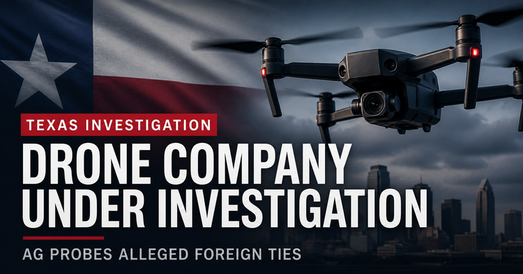 Attor­ney Gen­er­al Ken Pax­ton Inves­ti­gates Drone Com­pa­ny for Threat­en­ing Tex­ans’ Secu­ri­ty and Pri­va­cy by Sell­ing Sur­veil­lance Prod­ucts That Are Like­ly Tied to Com­mu­nist&nbsp;China