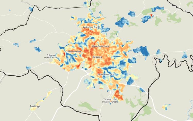 Veja ranking dos bairros com maiores picos de calor em Franca, SP